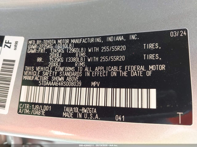 Lexus t24a-fts 2024 5TDAAAA64RS008039 Image 9