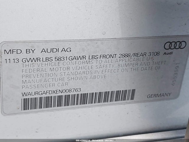 2014 AUDI A8 L WAURGAFDXEN008763 Photo 8