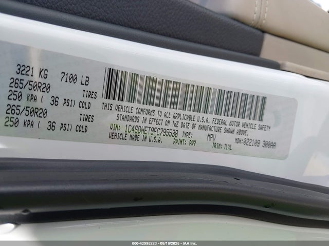 1C4SDHET9FC795538 Dodge Durango