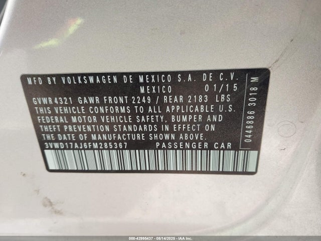 3VWD17AJ6FM285367 Volkswagen 1.8t