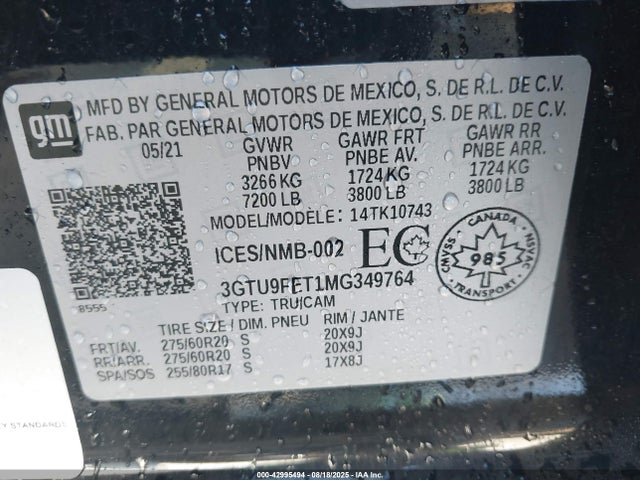 3GTU9FET1MG349764 GMC lm2