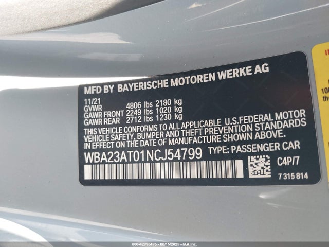 WBA23AT01NCJ54799 BMW 430I