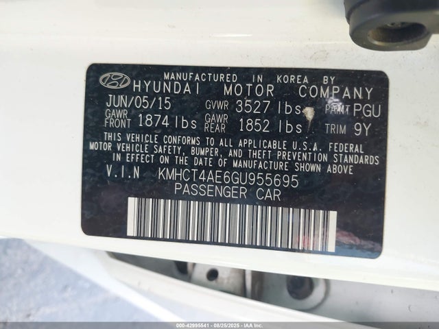 KMHCT4AE6GU955695 Hyundai dohc gdi gamma