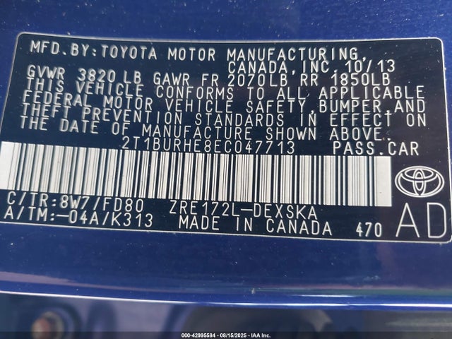 Toyota 2zr-fe 2014 2T1BURHE8EC047713 Image 9