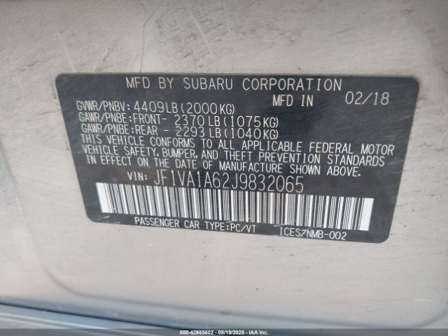 2018 SUBARU WRX JF1VA1A62J9832065 Photo 8