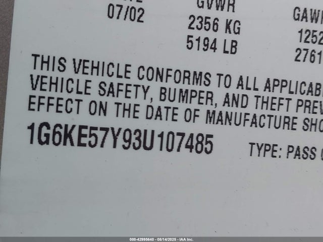 2003 CADILLAC DEVILLE 1G6KE57Y93U107485 Photo 8