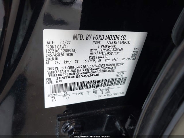Ford 2022 2022 3FMTK4SE9NMA24949 Image 9