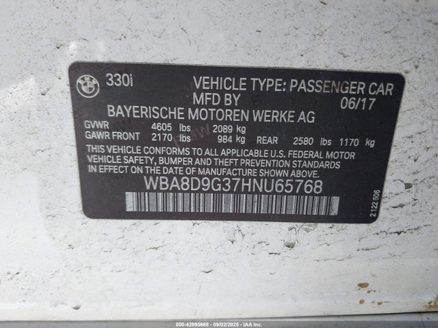 WBA8D9G37HNU65768 BMW 330I