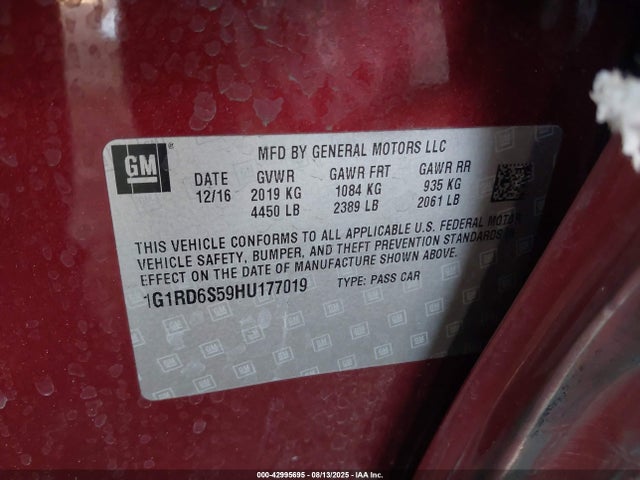 1G1RD6S59HU177019 Chevrolet l3a - di: direct injectio, vvt: variable valve timing, hybrid, gen 1