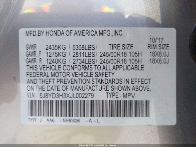 2018 ACURA MDX 5J8YD3H3XJL002279 Photo 8