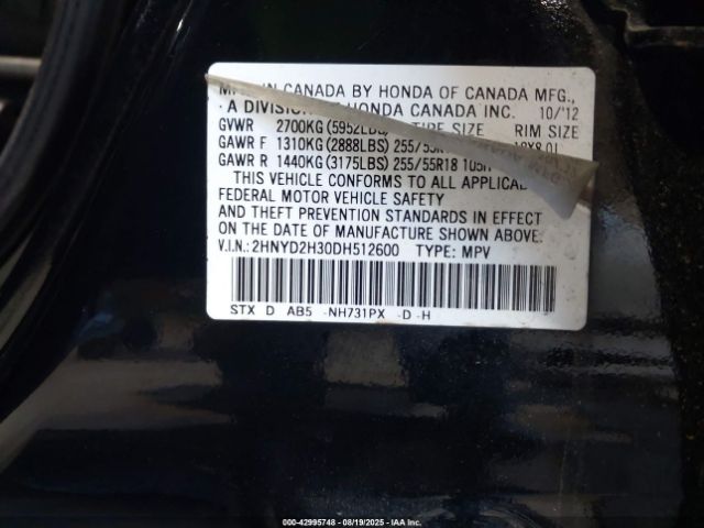 2013 ACURA MDX 2HNYD2H30DH512600 Photo 8