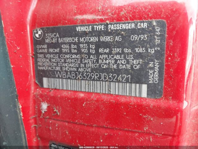 1994 BMW 325 WBABJ6329RJD32421 Photo 8