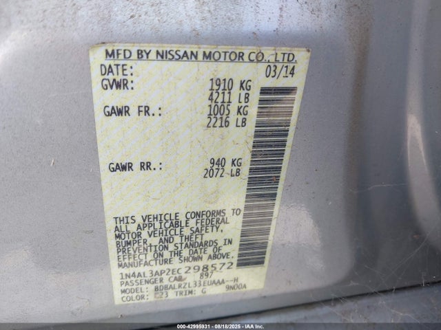 Nissan 2014 2014 1N4AL3AP2EC298572 Image 9