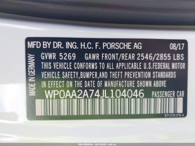 2018 PORSCHE PANAMERA WP0AA2A74JL104046 Photo 8