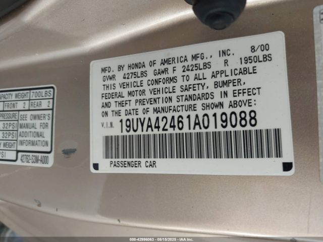 2001 ACURA CL 19UYA42461A019088 Photo 8