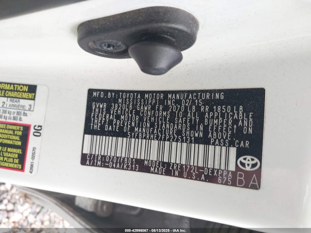 Toyota 2zr-fae 2015 5YFBPRHE7FP275131 Image 9