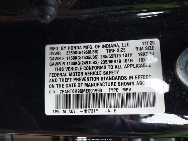 7FART6H96ME001993 Honda lfb2