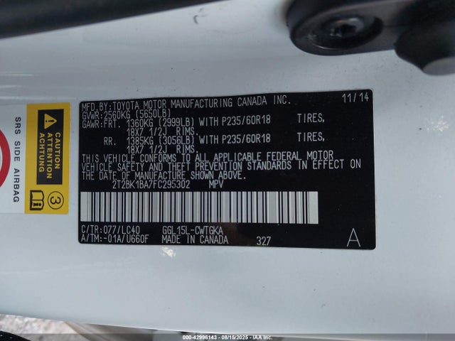 Lexus 2gr-fe 2015 2T2BK1BA7FC295302 Image 9