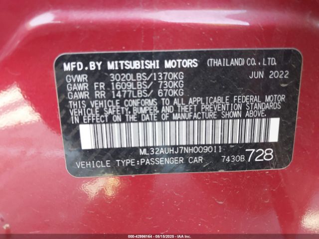 2022 MITSUBISHI MIRAGE ML32AUHJ7NH009011 Photo 8