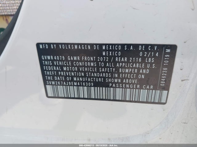 Volkswagen Jetta 2014 3VW2K7AJ9EM416309 Image 9