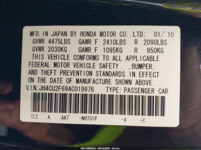 2010 ACURA TSX JH4CU2F69AC019976 Photo 8