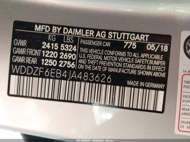 WDDZF6EB4JA483626 Mercedes-Benz m276