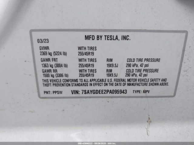2023 TESLA MODEL Y 7SAYGDEE2PA095943 Photo 8