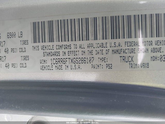 RAM 1500 2016 1C6RR6FTXGS286107 Image 9