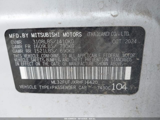 2024 MITSUBISHI MIRAGE G4 ML32FUFJXRHF16420 Photo 8