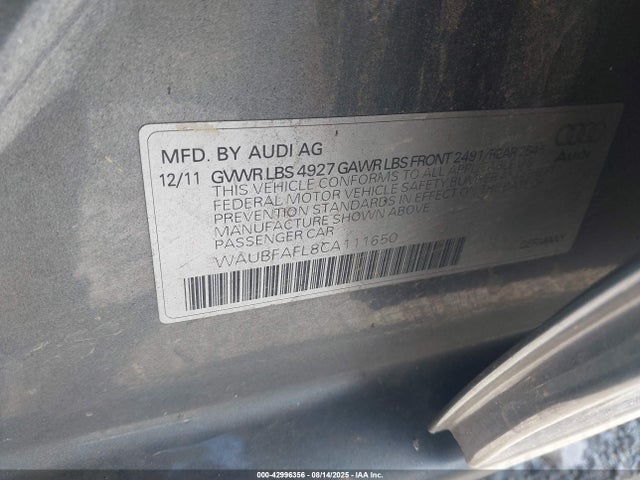 2012 AUDI A4 WAUBFAFL8CA111650 Photo 8