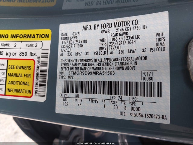 Ford gtdi 2021 3FMCR9D99MRA51563 Image 9