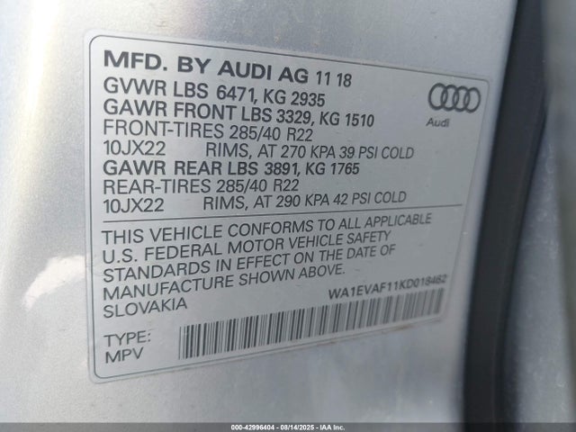2019 AUDI Q8 WA1EVAF11KD018462 Photo 8