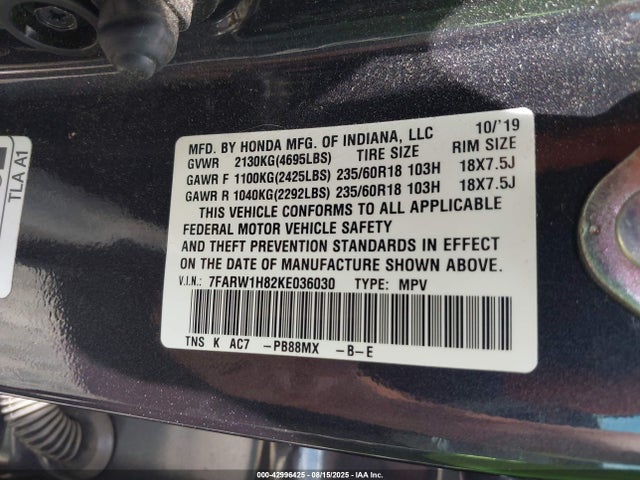 7FARW1H82KE036030 Honda l15be