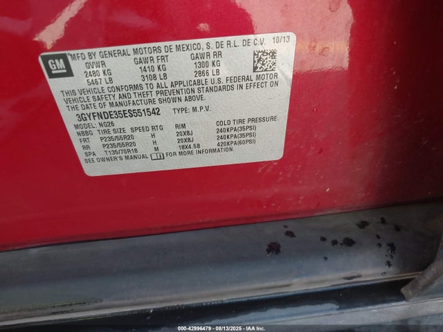 Cadillac lfx - vvt, e85 max, aluminum 2014 3GYFNDE35ES551542 Image 9
