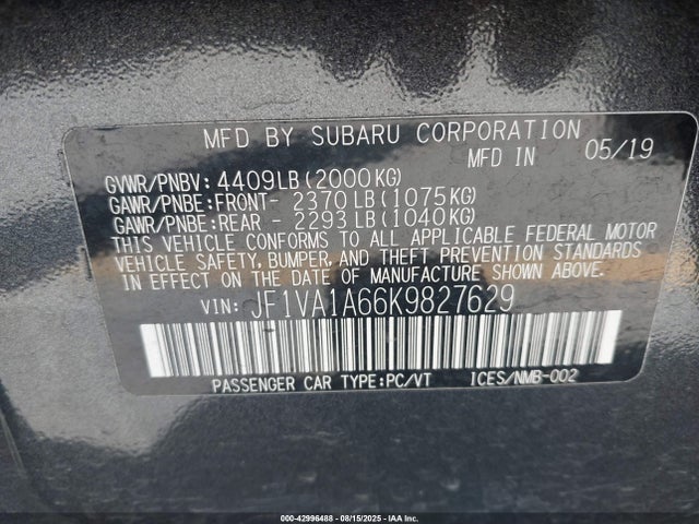 JF1VA1A66K9827629 Subaru dib