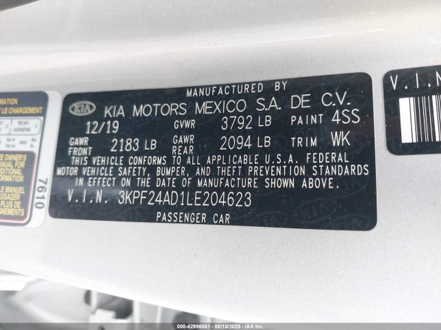 3KPF24AD1LE204623 KIA mpi nu