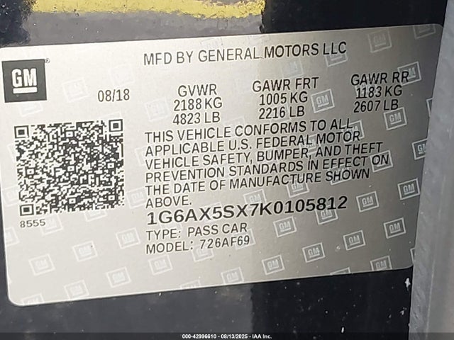 2019 CADILLAC CTS 1G6AX5SX7K0105812 Photo 8