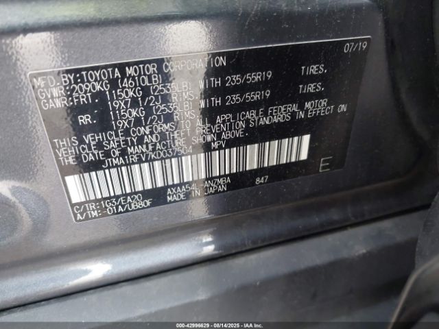 2019 TOYOTA RAV4 JTMA1RFV7KD037504 Photo 8