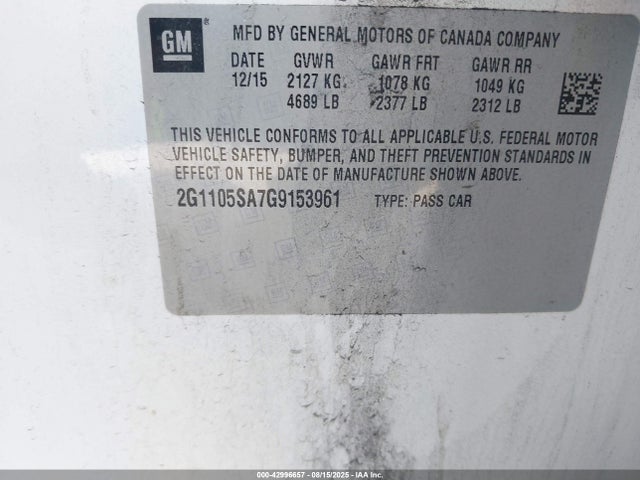 2G1105SA7G9153961 Chevrolet IMPALA 1LT