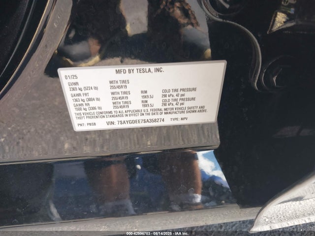 2025 TESLA MODEL Y 7SAYGDEE7SA358274 Photo 8