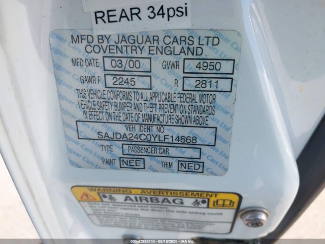 2000 JAGUAR XJ8 SAJDA24C0YLF14668 Photo 8