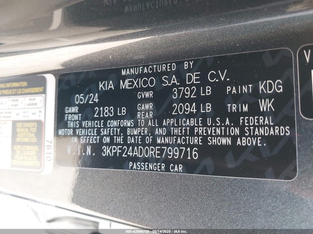3KPF24AD0RE799716 KIA mpi nu