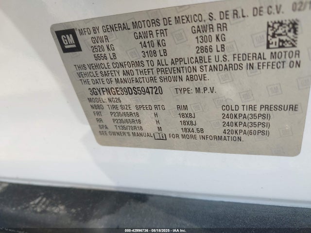 2013 CADILLAC SRX 3GYFNGE39DS594720 Photo 8