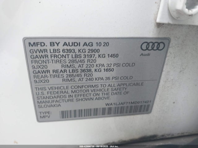 2021 AUDI Q7 WA1LJAF71MD017421 Photo 8