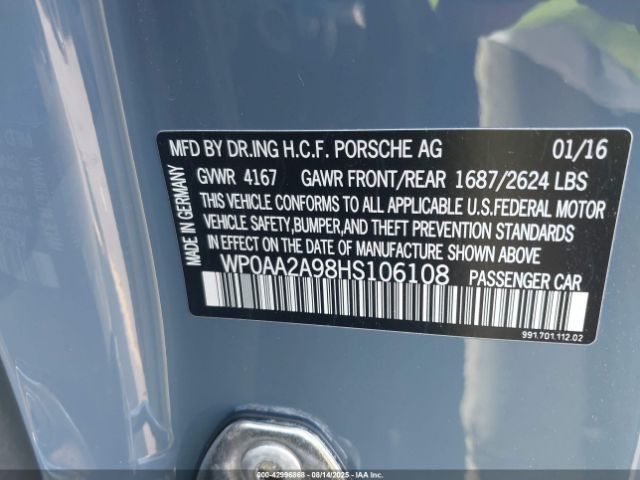 2017 PORSCHE 911 WP0AA2A98HS106108 Photo 8