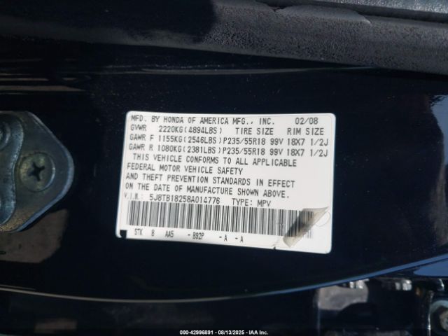 2008 ACURA RDX 5J8TB18258A014776 Photo 8