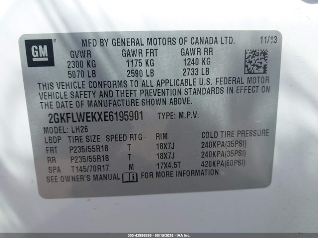 GMC lea - flex fuel (gas/alc), aluminum, high output 2014 2GKFLWEKXE6195901 Image 9