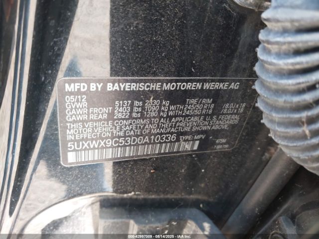 2013 BMW X3 5UXWX9C53D0A10336 Photo 8