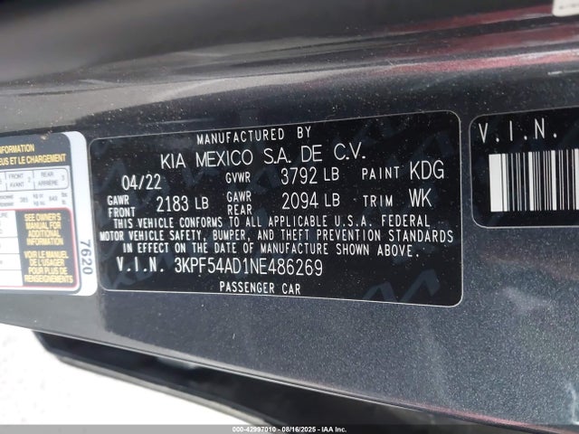 KIA mpi nu 2022 3KPF54AD1NE486269 Image 9