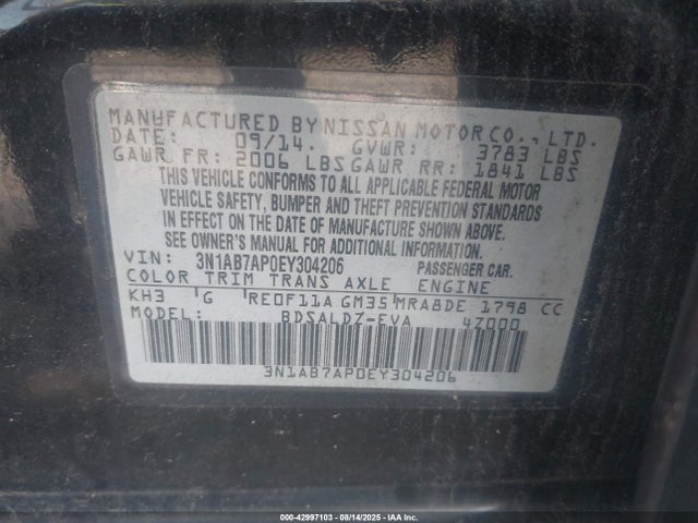 Nissan Sentra 2014 3N1AB7AP0EY304206 Image 9